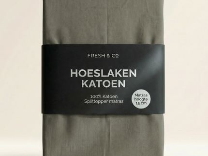 Splittopper Hoeslaken - Katoen - Truffel
