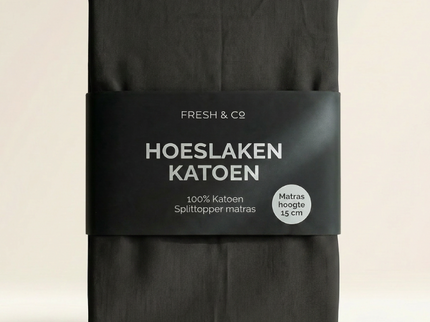 Splittopper Hoeslaken - Katoen - Zwart