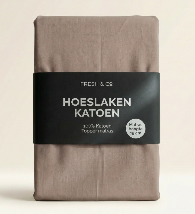 Topper Hoeslaken - Katoen - Taupe