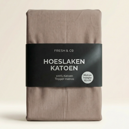 Topper Hoeslaken - Katoen - Taupe