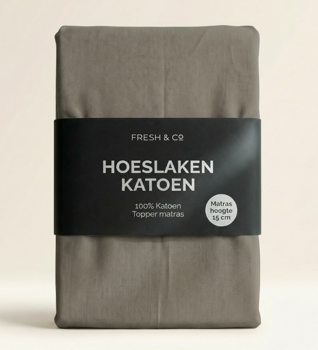Topper Hoeslaken - Katoen - Truffel