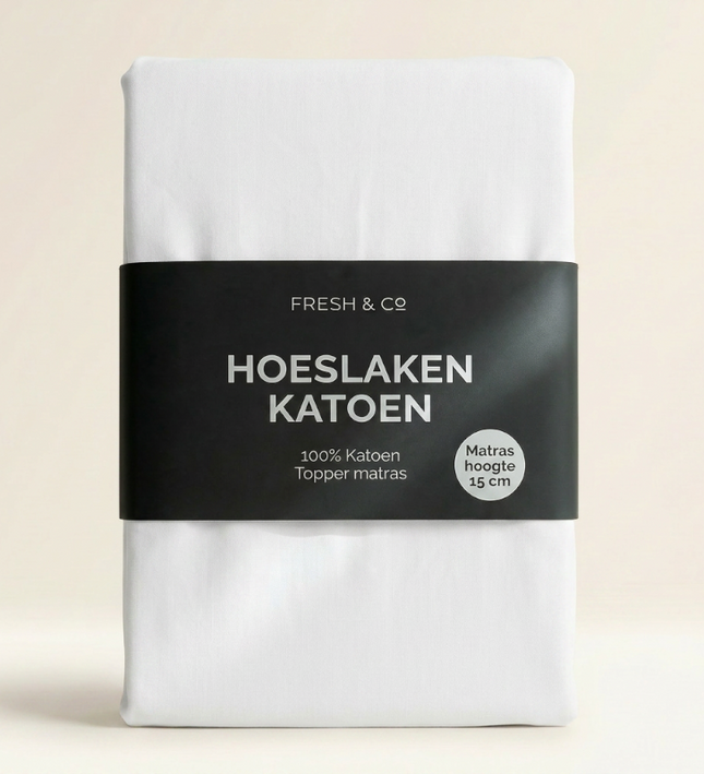 Topper Hoeslaken - Katoen - Wit