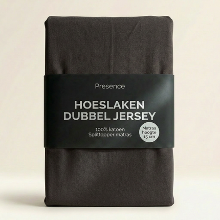 Splittopper Hoeslaken - Katoen Dubbel Jersey - Antraciet