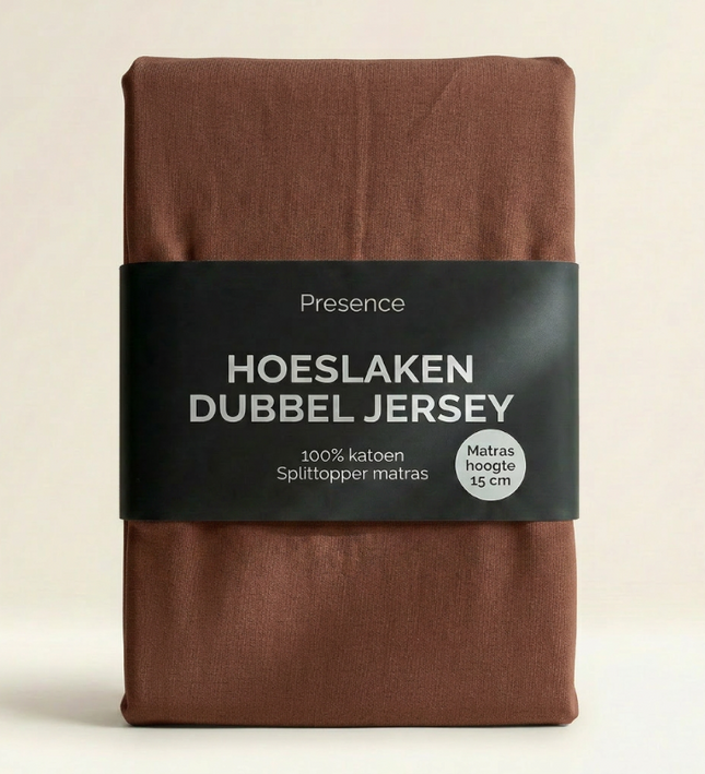 Splittopper Hoeslaken - Katoen Dubbel Jersey - Cognac