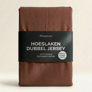 Splittopper Hoeslaken - Katoen Dubbel Jersey - Cognac