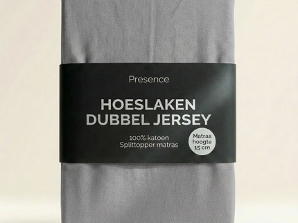 Splittopper Hoeslaken - Katoen Dubbel Jersey - Lichtgrijs
