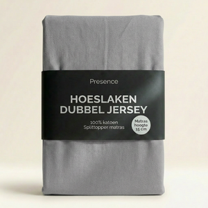 Splittopper Hoeslaken - Katoen Dubbel Jersey - Lichtgrijs