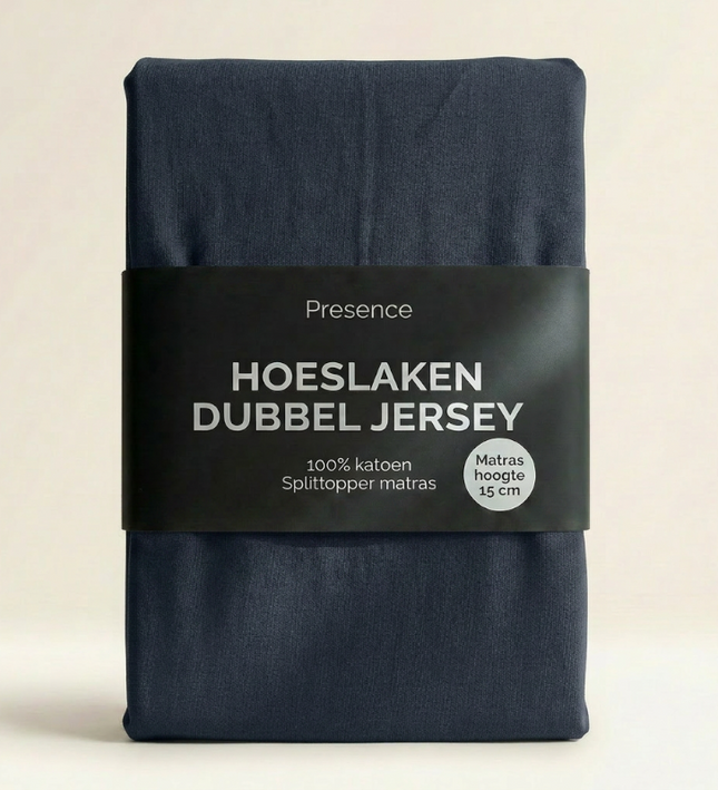 Splittopper Hoeslaken - Katoen Dubbel Jersey - Navy