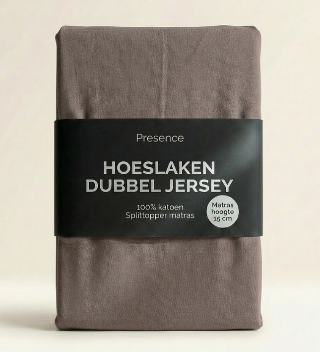 Splittopper Hoeslaken - Katoen Dubbel Jersey - Taupe