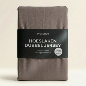 Splittopper Hoeslaken - Katoen Dubbel Jersey - Taupe