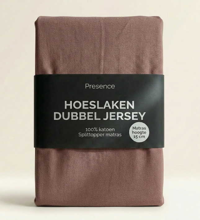 Splittopper Hoeslaken - Katoen Dubbel Jersey - Terra