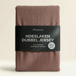 Splittopper Hoeslaken - Katoen Dubbel Jersey - Terra