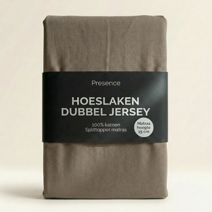 Splittopper Hoeslaken - Katoen Dubbel Jersey - Truffel