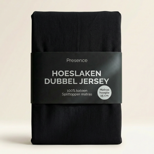Splittopper Hoeslaken - Katoen Dubbel Jersey - Zwart