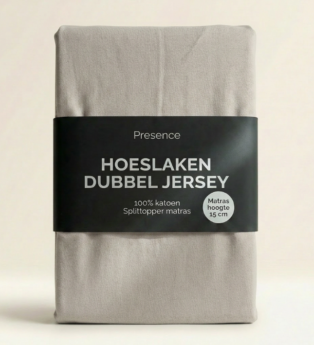 Splittopper Hoeslaken - Katoen Dubbel Jersey - Crème
