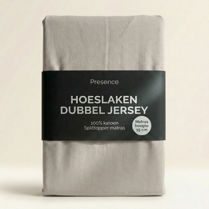 Splittopper Hoeslaken - Katoen Dubbel Jersey - Crème