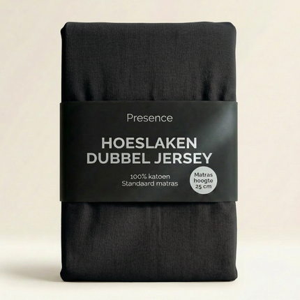 Hoeslaken - Katoen Dubbel Jersey - Zwart
