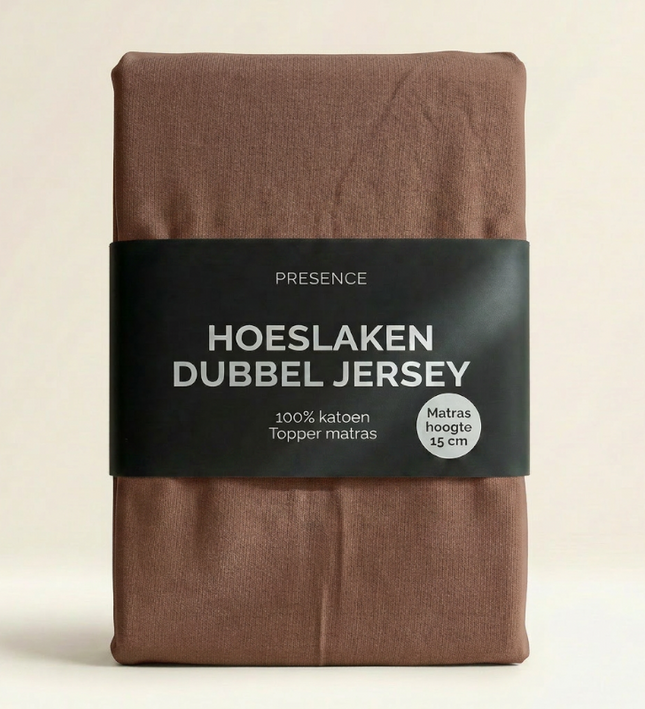 Topper Hoeslaken - Katoen Dubbel Jersey - Cognac