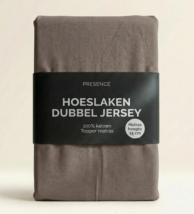 Topper Hoeslaken - Katoen Dubbel Jersey - Taupe