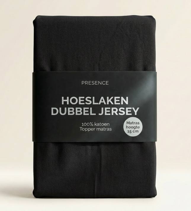 Topper Hoeslaken - Katoen Dubbel Jersey - Zwart