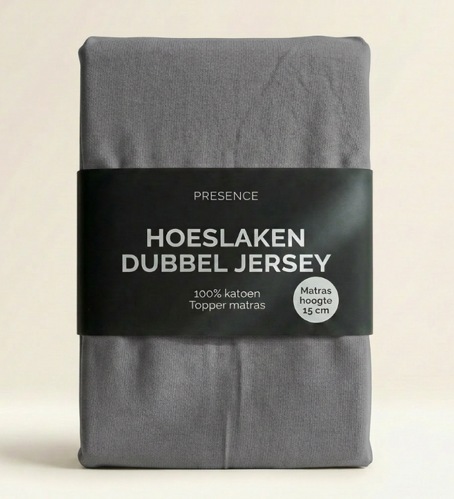 Topper Hoeslaken - Katoen Dubbel Jersey - Lichtgrijs