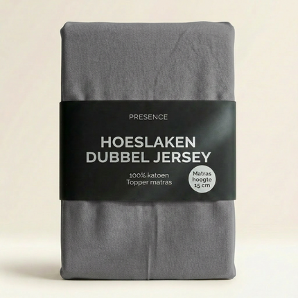 Topper Hoeslaken - Katoen Dubbel Jersey - Lichtgrijs