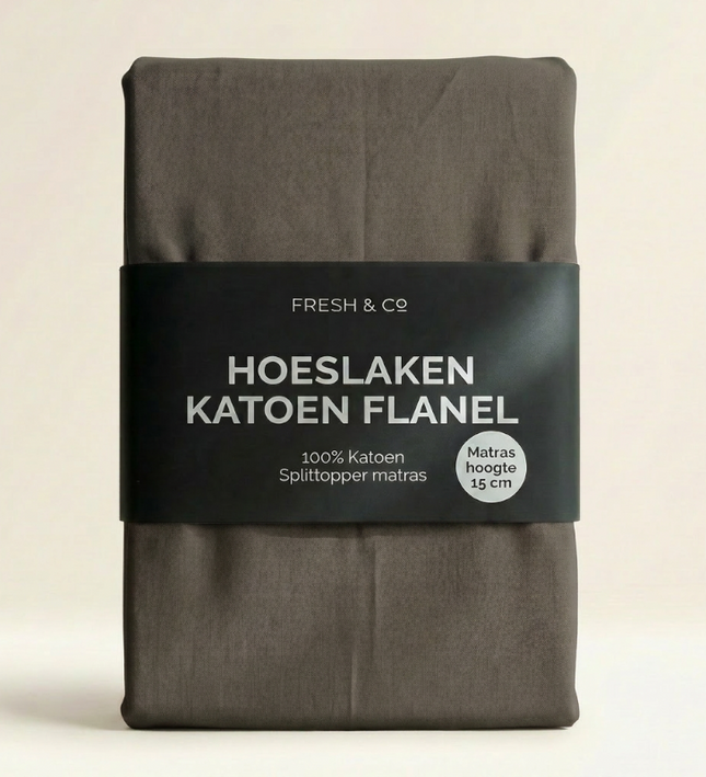 Splittopper Hoeslaken - Katoen Flanel - Antraciet