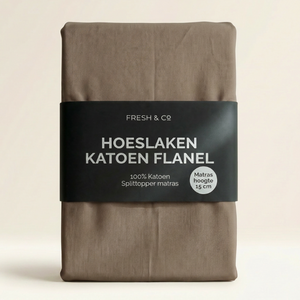 Splittopper Hoeslaken - Katoen Flanel - Taupe