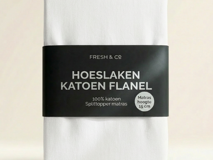 Splittopper Hoeslaken Katoen Flanel - Wit