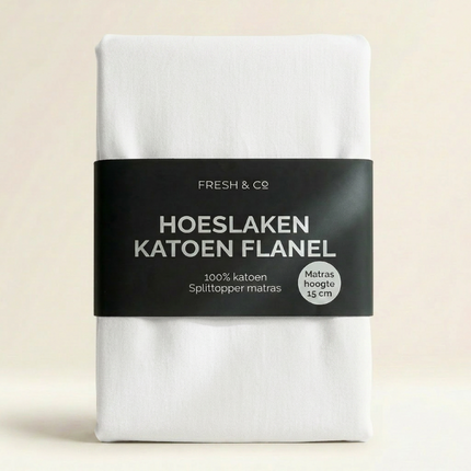 Splittopper Hoeslaken Katoen Flanel - Wit