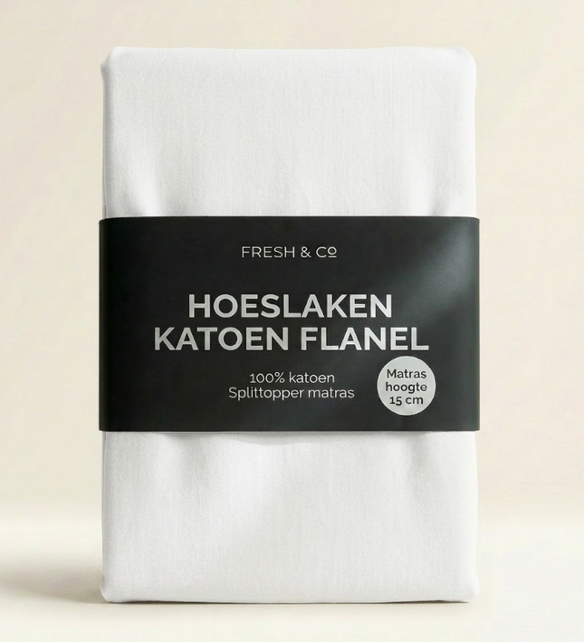 Splittopper Hoeslaken - Katoen Flanel - Wit