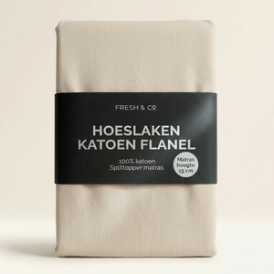 Splittopper Hoeslaken Katoen Flanel - Crème