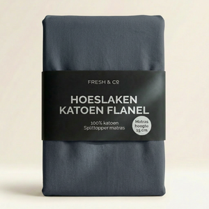 Splittopper Hoeslaken Katoen Flanel - Navy
