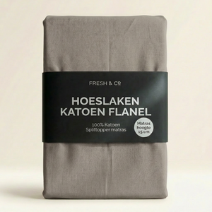 Splittopper Hoeslaken - Katoen Flanel - Lichtgrijs