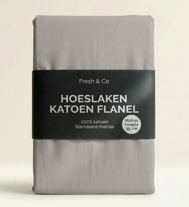 Hoeslaken - Katoen Flanel - Lichtgrijs