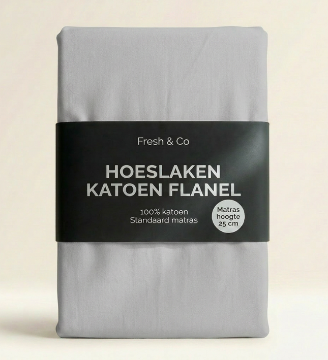 Hoeslaken - Flanel Katoen - Lichtgrijs
