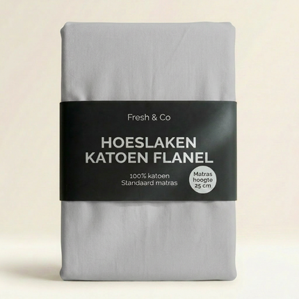 Hoeslaken - Katoen-Flanel - Lichtgrijs