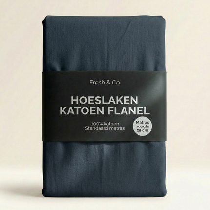 Hoeslaken Katoen Flanel - Navy