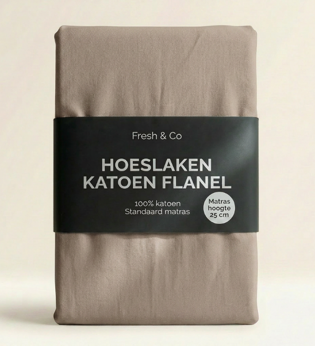 Hoeslaken - Katoen Flanel - Taupe