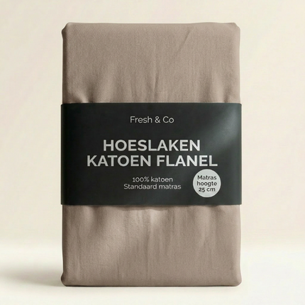 Hoeslaken Katoen Flanel - Taupe