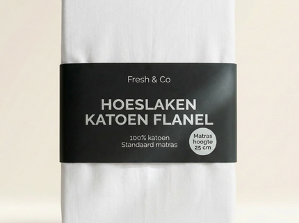 Hoeslaken Katoen Flanel - Wit