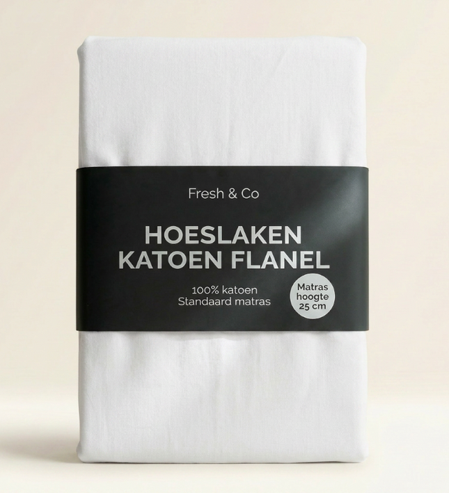 Hoeslaken Katoen Flanel - Wit