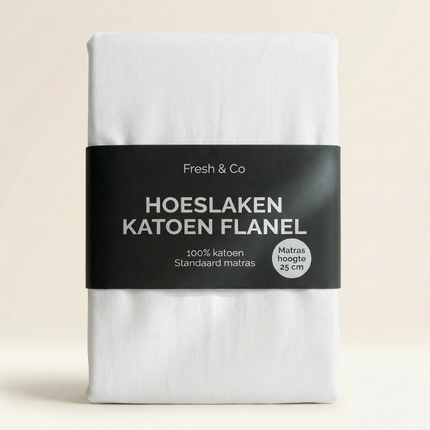Hoeslaken Katoen Flanel - Wit
