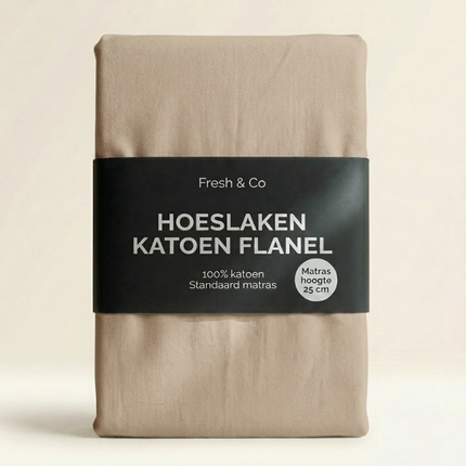 Hoeslaken Katoen Flanel - Crème