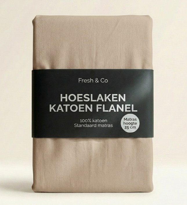 Hoeslaken Katoen Flanel - Crème