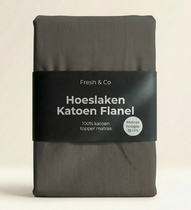 Topper Hoeslaken - Flanel Katoen - Antraciet