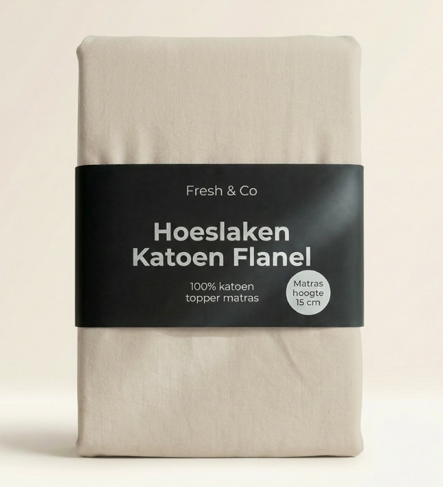 Topper Hoeslaken - Katoen Flanel - Crème