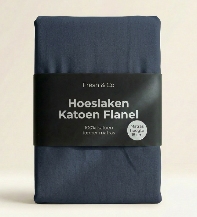 Topper Hoeslaken - Katoen Flanel - Navy