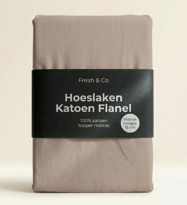 Topper Hoeslaken - Katoen Flanel - Taupe