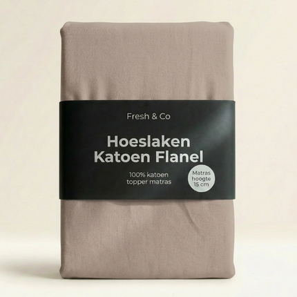 Topper Hoeslaken - Katoen Flanel - Taupe